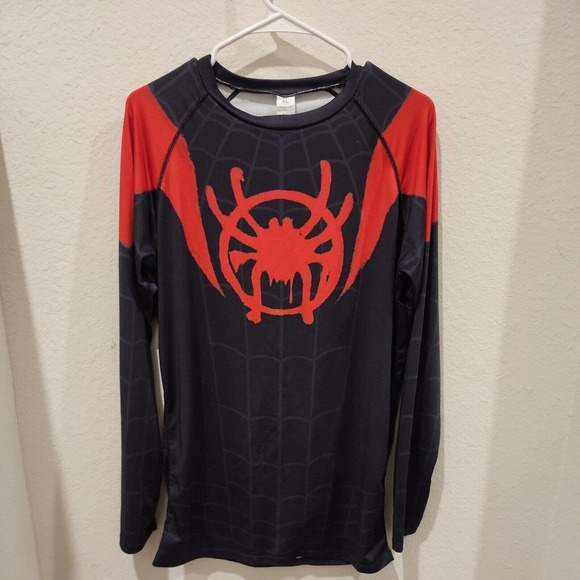 Unbranded Other - Miles Morales Spider-Man Men's Black and Red Long Sleeve Spider Graphic Tee